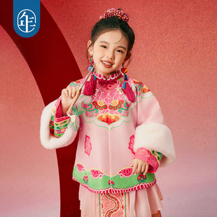 年衣童装女童马面裙唐装外套冬装新款儿童加厚新年中式唐装演出服