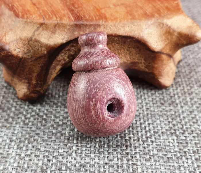 纯手工原创一体式三通佛头/进口紫罗兰木 文玩金刚核桃DIY配件