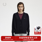 FRED K4121 休闲V领麦穗刺绣羊毛开衫 PERRY女士针织开衫 冬季