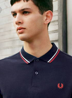 FRED PERRY男士POLO衫2025冬季商务短袖重磅麦穗刺绣多彩T恤M3600