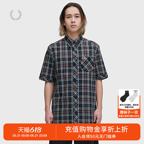 FREDPERRY短袖格纹衬衫英伦质感