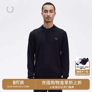 冬季 休闲针织衫 翻领半开襟麦穗刺绣羊毛K4535 PERRY男装 FRED