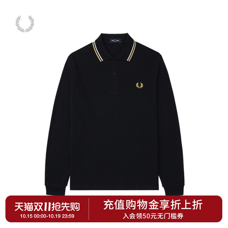 FRED PERRY男装多色长袖polo衫秋季简约基础款纯色上衣