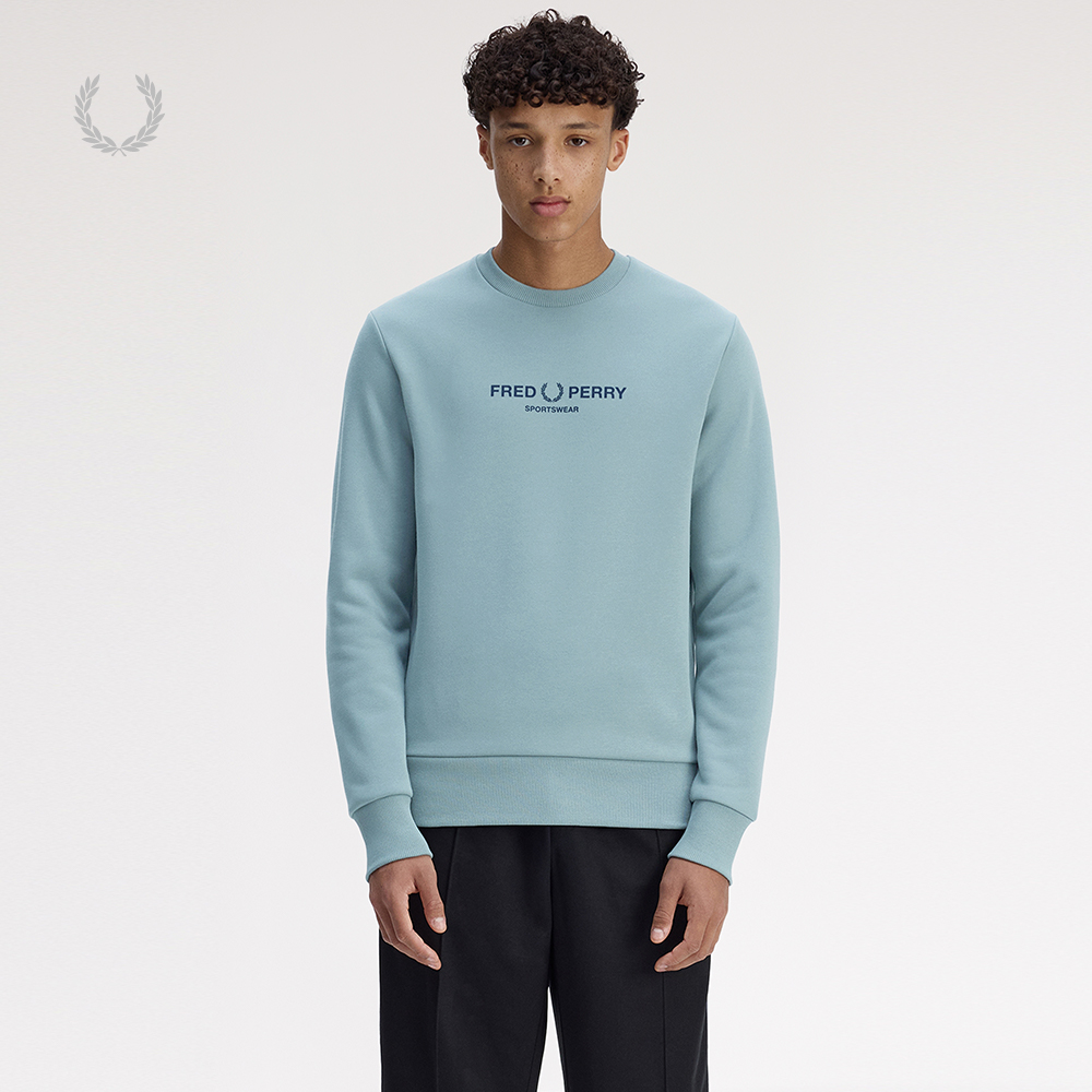 FRED PERRY男士休闲卫衣2025冬季宽松圆领套头麦穗字母上衣M1770