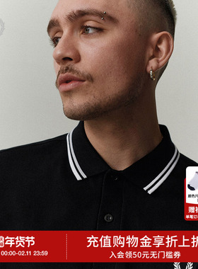 FRED PERRY男士休闲POLO衫冬季宽松条纹麦穗刺绣长袖上衣潮M3636