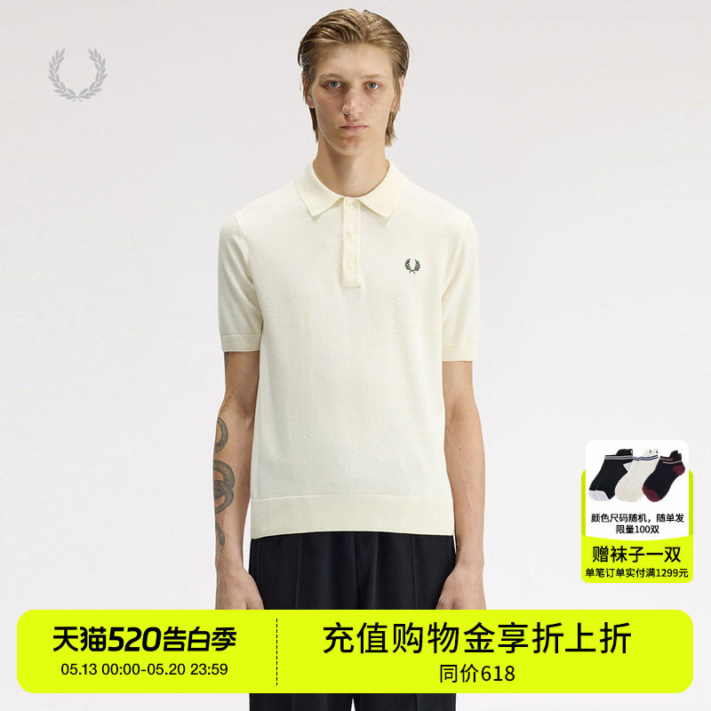 FRED PERRY男装polo领短袖针织衫2026夏季新款简约质感翻领上衣