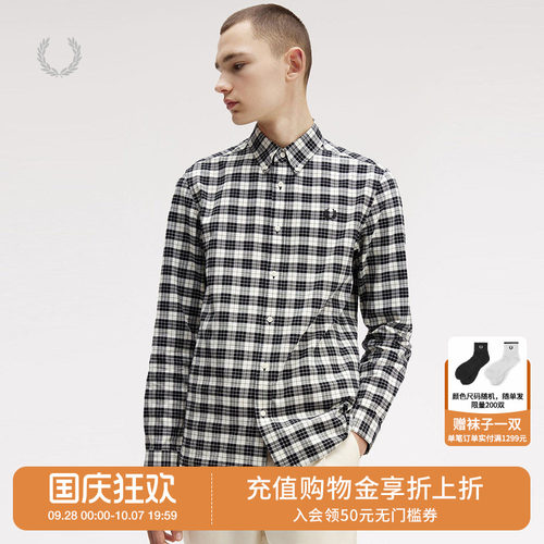 FREDPERRY格纹长袖衬衫复古通勤