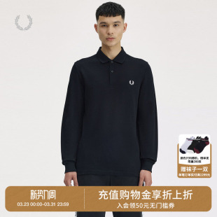 polo衫 纯色长袖 2025冬季 新款 翻领上衣 FRED 简约基础款 PERRY男装