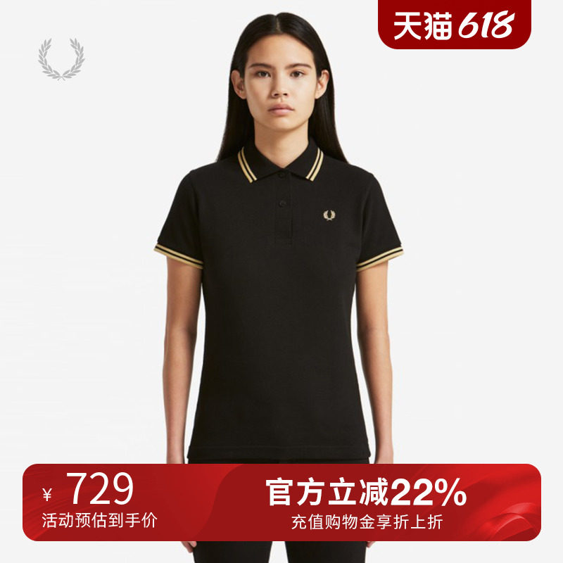 FRED PERRY女士POLO衫2024夏季新款休闲英伦短袖纯棉麦穗刺绣G12