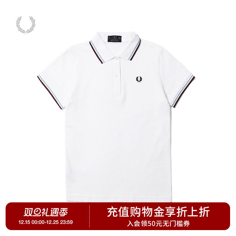 FRED PERRY女士POLO衫2025冬季新款休闲英伦短袖纯棉麦穗刺绣G12