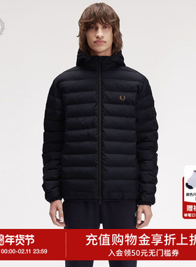 FRED PERRY男士休闲夹克2025冬季宽松拉链连帽麦穗刺绣外套J8553