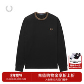 FRED 潮M9602 条纹圆领套头麦穗刺绣长袖 PERRY男士 休闲T恤2025冬季