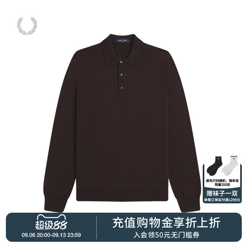 FRED PERRY男装polo领针织衫2026秋季新款简约英伦风翻领薄毛衣图片