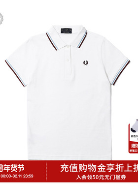 FRED PERRY女士POLO衫2025冬季新款休闲英伦短袖纯棉麦穗刺绣G12