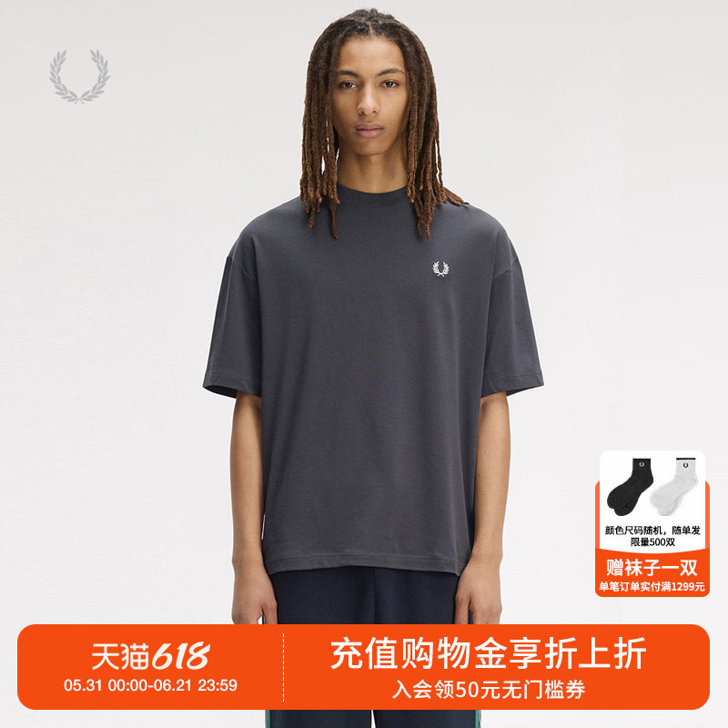 FRED PERRY男装宽松短袖T恤2026夏季新款随性休闲麦穗装饰半袖