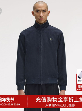 FRED PERRY男士休闲夹克2025冬季立领纯色拉链麦穗刺绣外套J8546