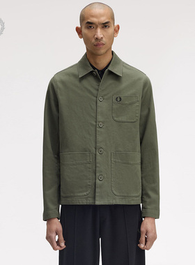 FRED PERRY男士休闲夹克2025冬季翻领纽扣口袋麦穗刺绣外套M1701