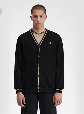 FRED PERRY男士休闲针织衫冬季商务绅士开衫V领麦穗长袖M2654