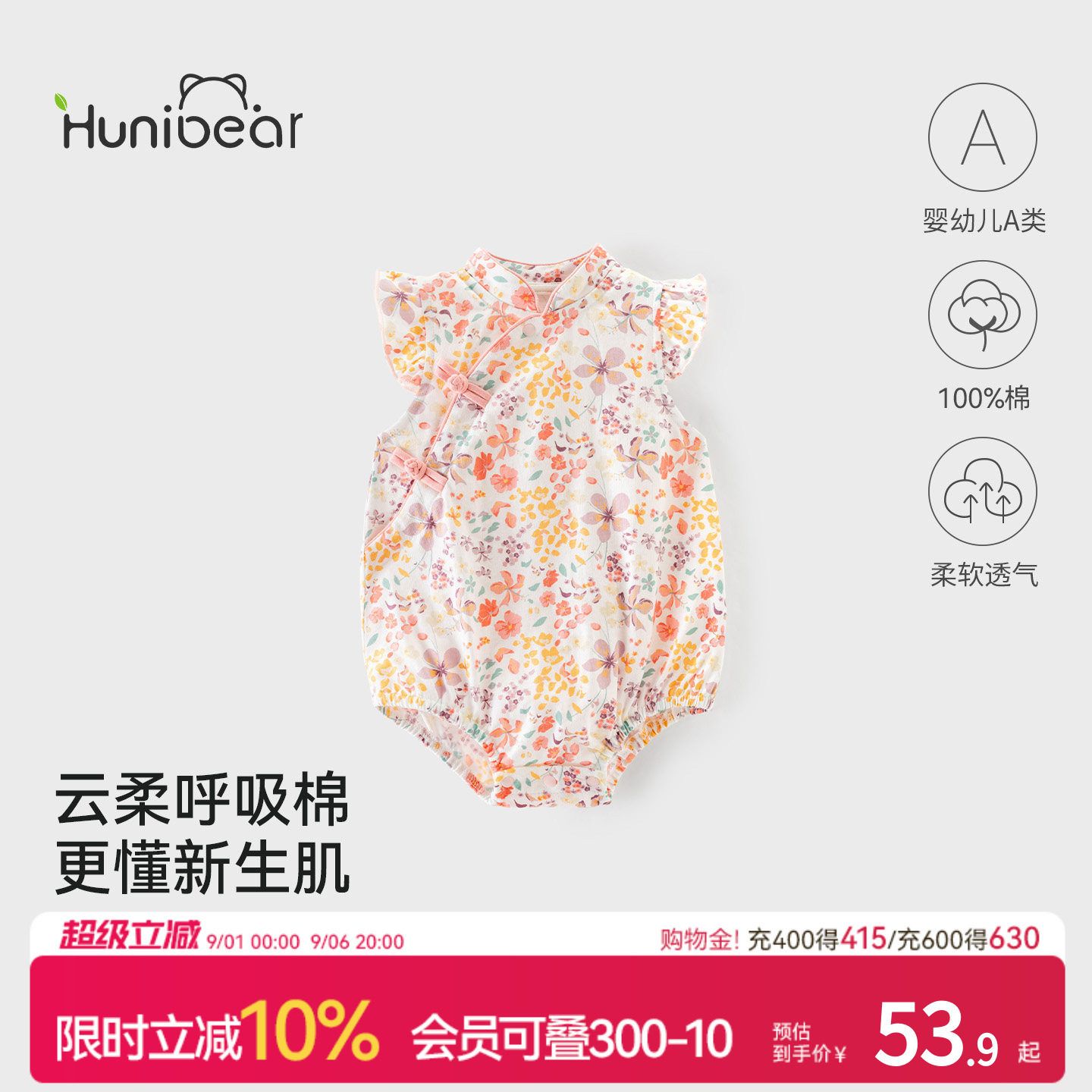 欢喜小熊女宝宝纯棉三角哈衣图片
