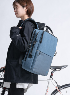日本SANWA双肩电脑包笔记本背包16寸男简约拼色女日系大容量休闲