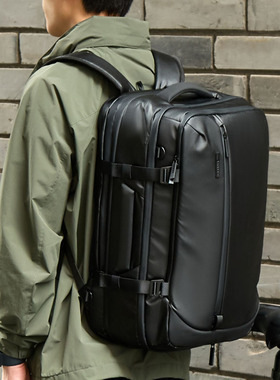 日本Sanwa山业笔记本电脑包大容量防泼水双肩包43升多功能背包出差旅行包干湿分离17寸3WAY上班通勤男包单肩