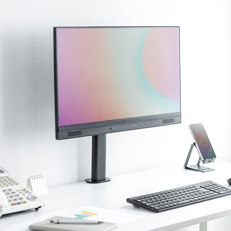 日本SANWA电脑底座升降增高架免打孔双显示器底座通用免打孔增高