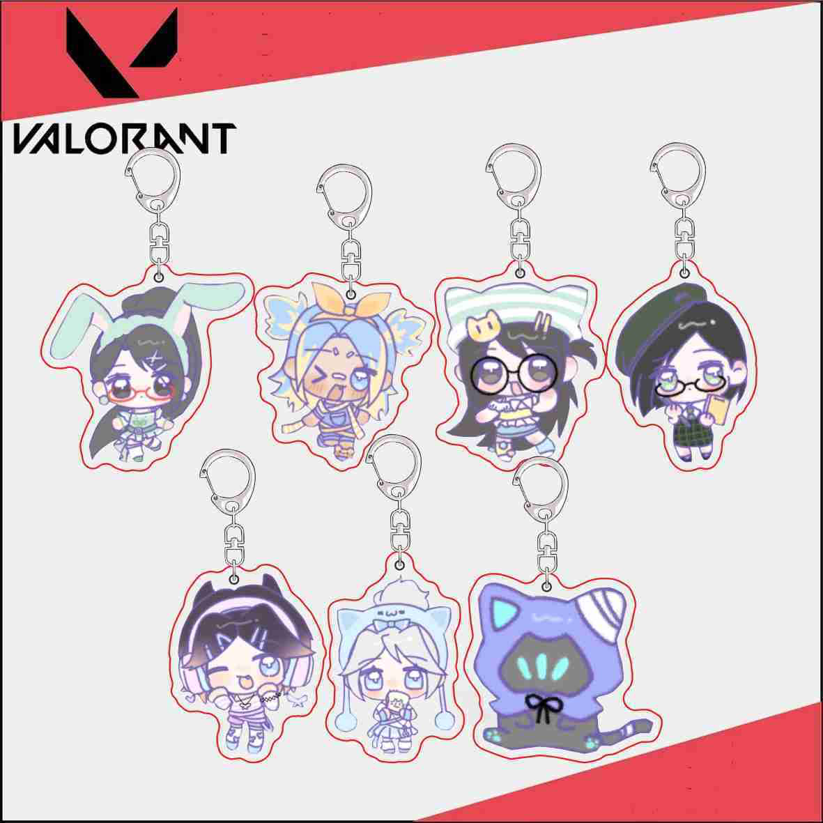 无畏契约周边特工软糖双面印花亚克力可爱书包卡通创意挂饰钥匙扣