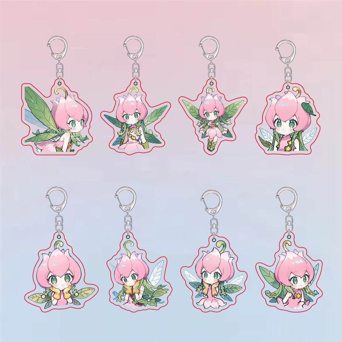 数码宝贝花仙兽周边可爱卡通双面亚克力钥匙扣装饰背包挂件小礼物
