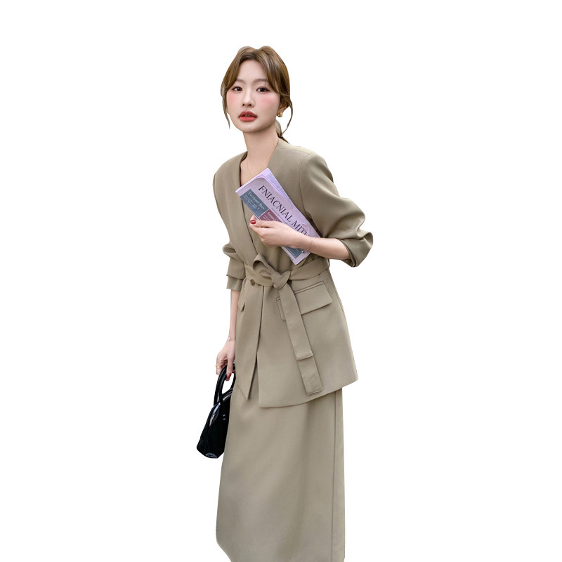 春季新款吊带裙系带西装套装#2513-P165-K248,女装套装/套裙,2C111