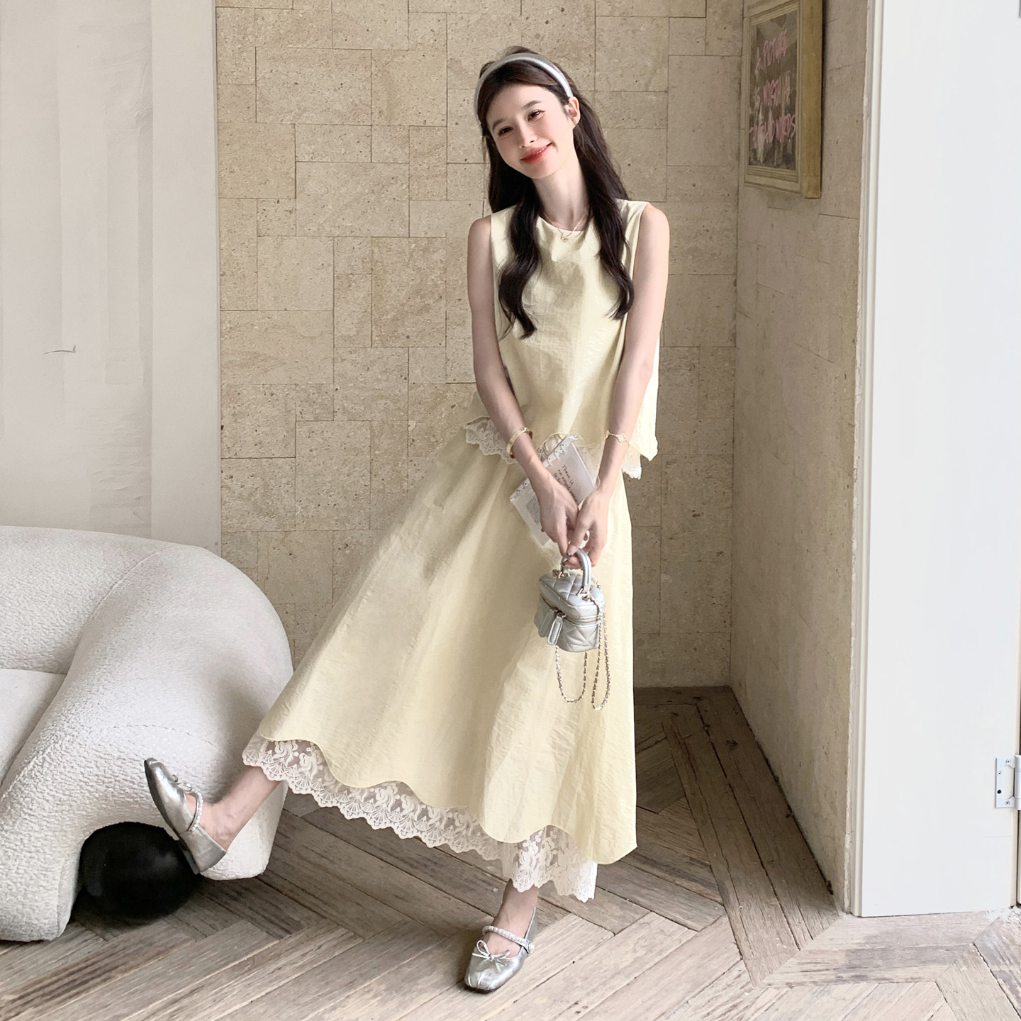 2025夏季蕾丝拼假两件上衣+半身裙套装#2553-P150-K218,女装套装/套裙,2C111