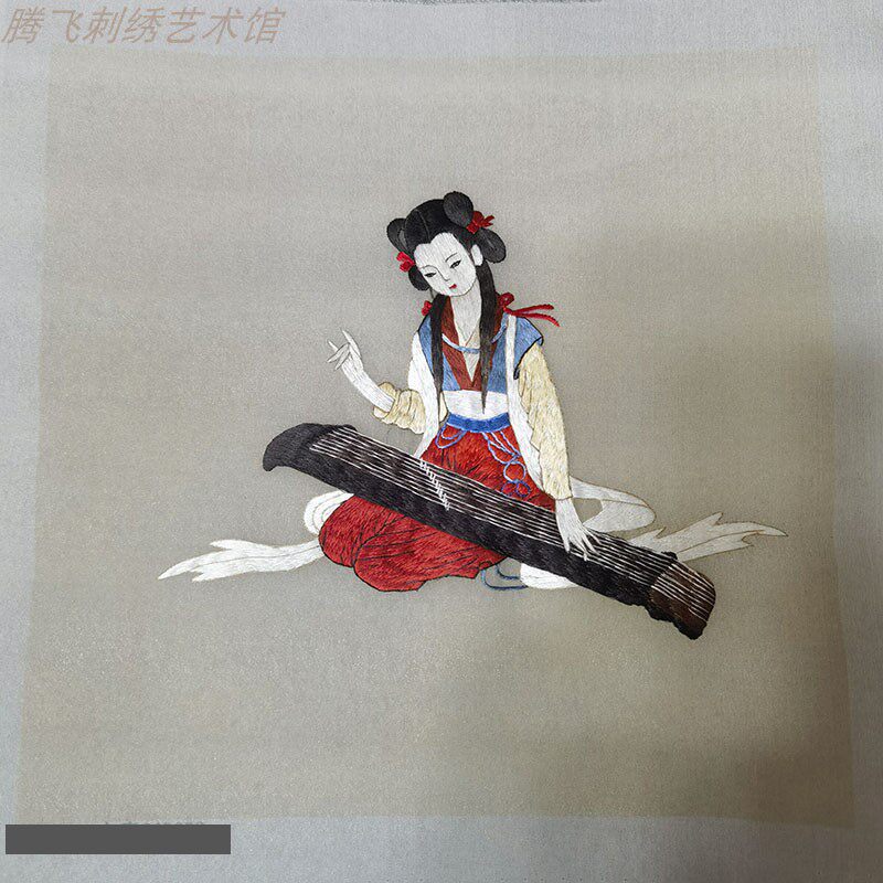 非遗手工刺绣成品布片辅料苏州双面绣仕女图DIY做摆件团扇汉服包