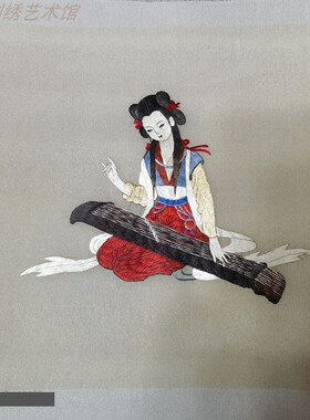 非遗手工刺绣成品布片辅料苏州双面绣仕女图DIY做摆件团扇汉服包