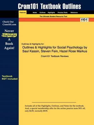 【预售按需印刷】Outlines & Highlights for Social Psychology by Saul Kassin  Steven Fein  Hazel Rose Markus