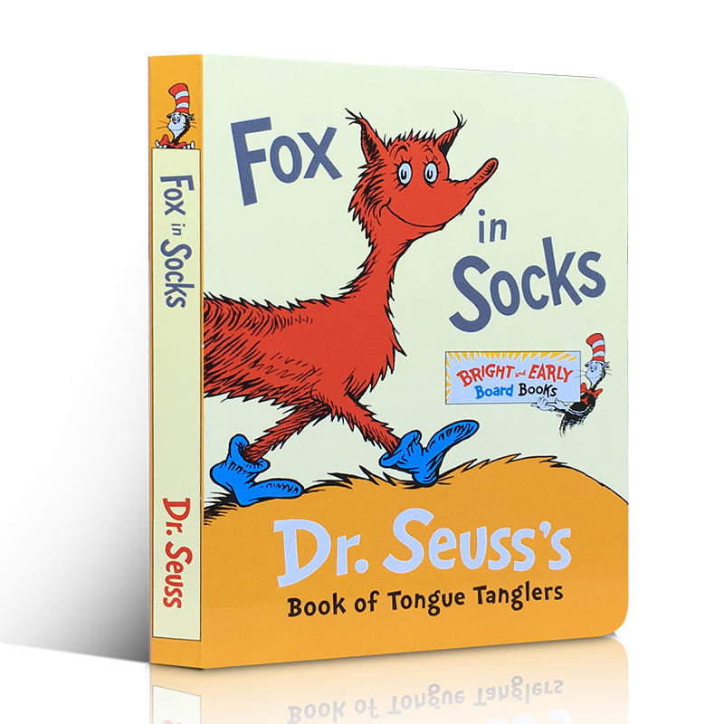 英文原版 Fox in Socks 穿袜子的狐狸 Dr Seuss 苏斯博士 纸板书 3-6岁低幼儿童启蒙英语绘本图画书