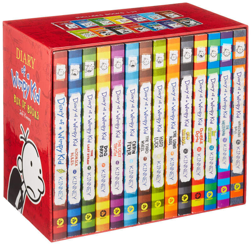 小屁孩日记英文原版 Diary of a Wimpy Kid 14册盒装桥梁章节书英语漫画课外读物搭小侦探内特小鬼头日记罗利杰斐逊历险记