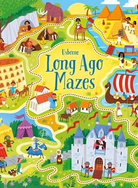 Long Ago Mazes 英语原版 Usborne出版 古代生活百科 英文迷宫书 开发大脑 儿童启蒙益智书 中图