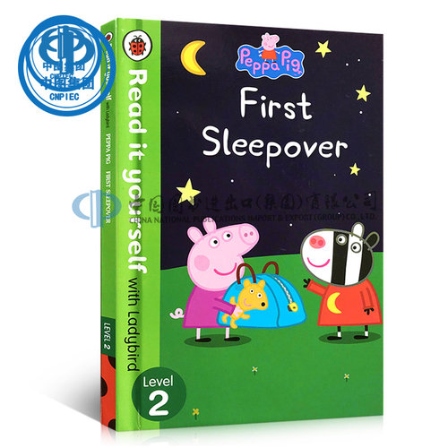 英文原版Peppa Pig: First Sleepover Read It Yourself  Ladybird 粉红猪小妹佩奇 分级阅读故事书 精装绘本
