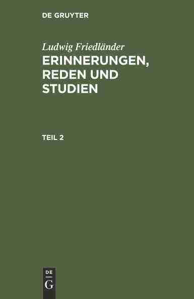 nder: erinnerungen  reden und studien. teil 2
