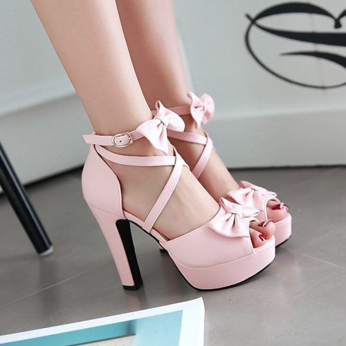 cd甜美蝴蝶结女装大佬高跟鞋