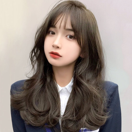 女装大佬伪娘风空气刘海长卷发