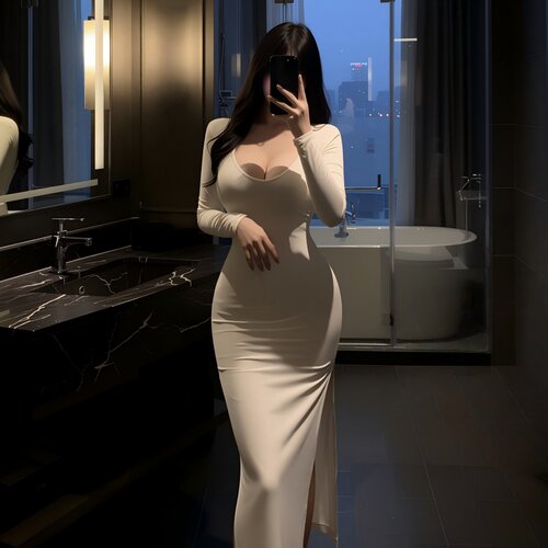伪娘性感开叉透视女装大佬旗袍名媛夜店cd变装包臀长裙制服连衣裙