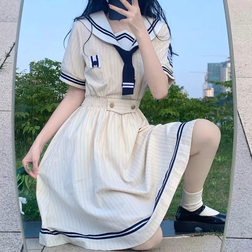 jk制服百褶裙伪娘cd变装连衣裙日系学院风女装大佬cd男娘大码裙子