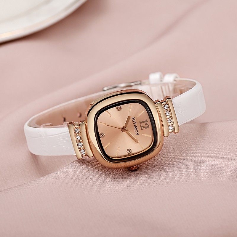 复古小方糖手表女轻奢简约气质镶钻学生党石英腕表高级感小众设计