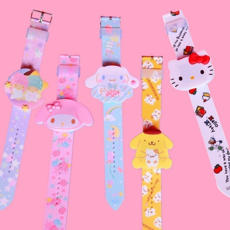 儿童电子表女可爱卡通玉贵狗美乐蒂双子星少女心小学生夜光手表