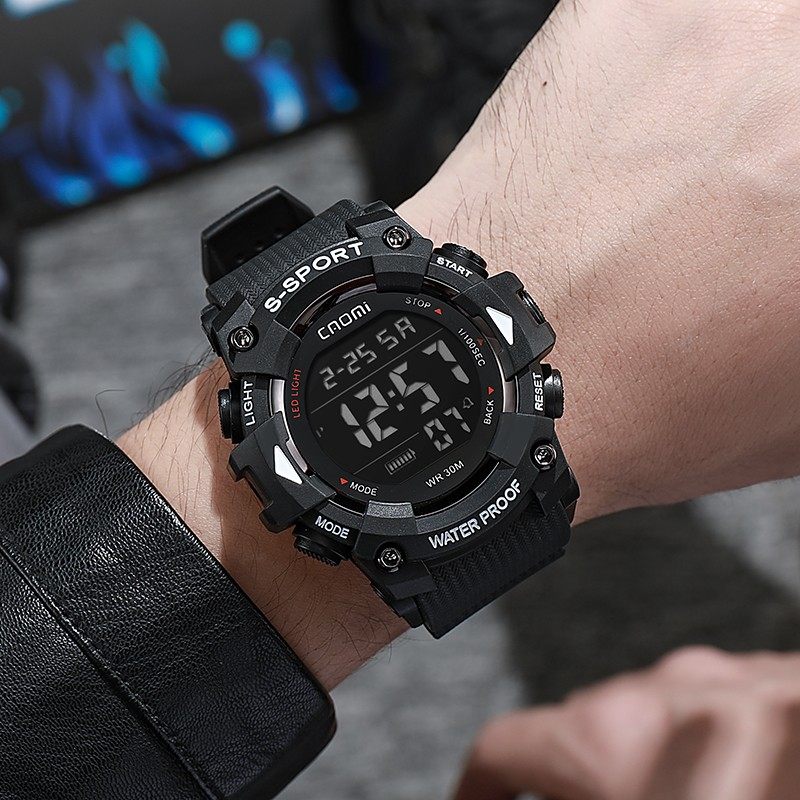 学生手表男初中生运动防水青少年高中生夜光计时闹钟大表盘电子表