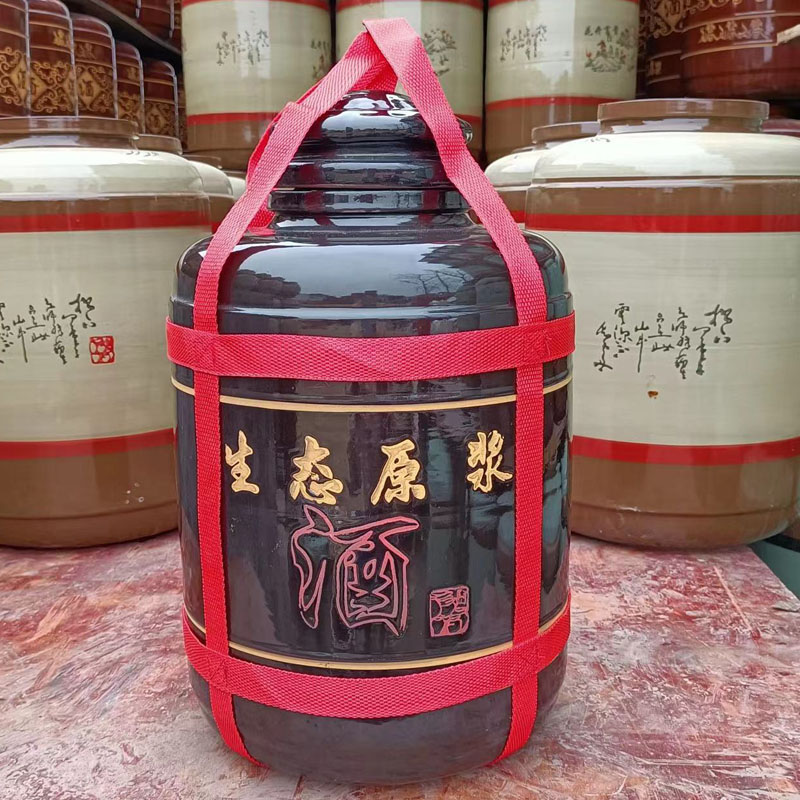 厂价直销四川黑釉加厚陶瓷梅酒坛20斤30斤50斤100斤家用密封酒罐