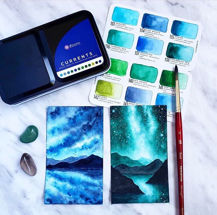 现货进口12色旅行插画透明水彩