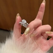 法式 轻奢多层水滴镶钻戒指小众设计交叉缠绕精致奢华高级感食指戒