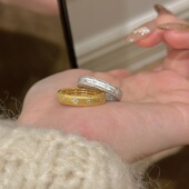 气质新款 法式 复古拉丝镶钻花朵戒指女精致百搭高级感时尚 潮食指戒