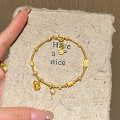 「星落福星」古法黄金色葫芦吊坠手链锆石vintage精致显白手饰女